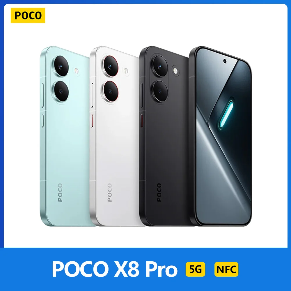 POCO X8 Pro 5G,NFC,Dimensity 8500-Ultra,6.59 pouces,120 Hz,50 MP Caméra,6500 mAh,Résistance IP68 àla poussière et àleau