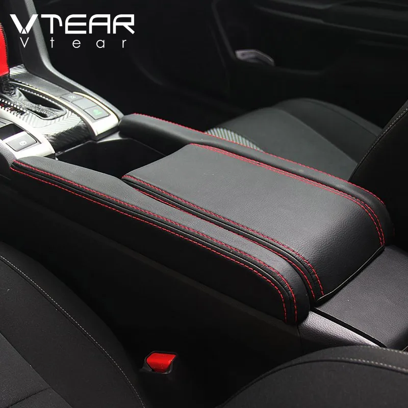 Vtear Car Armrest Cover Center Console Arm Rest Leather Anti-scratch Mat Protection Pad Accessory For Honda Civic 10th 2016-2021