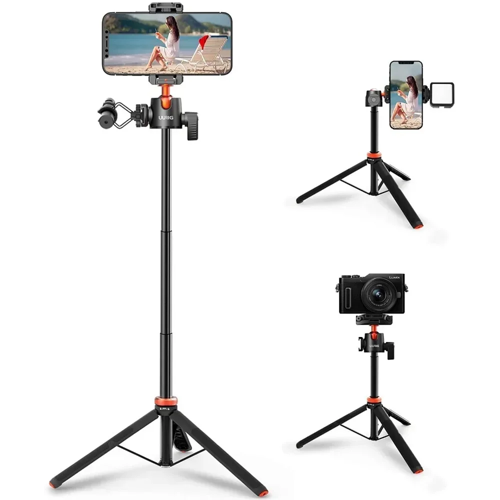 TP-02 ขาตั้งกล้องแบบขยายได้ 51 "Selfie Stick โทรศัพท์ Vlog ขาตั้งขาตั้งกล้องพร้อมคลิปโทรศัพท์ 360 °   หัวบอลสําหรับ iPhone Sony Canon GoPro