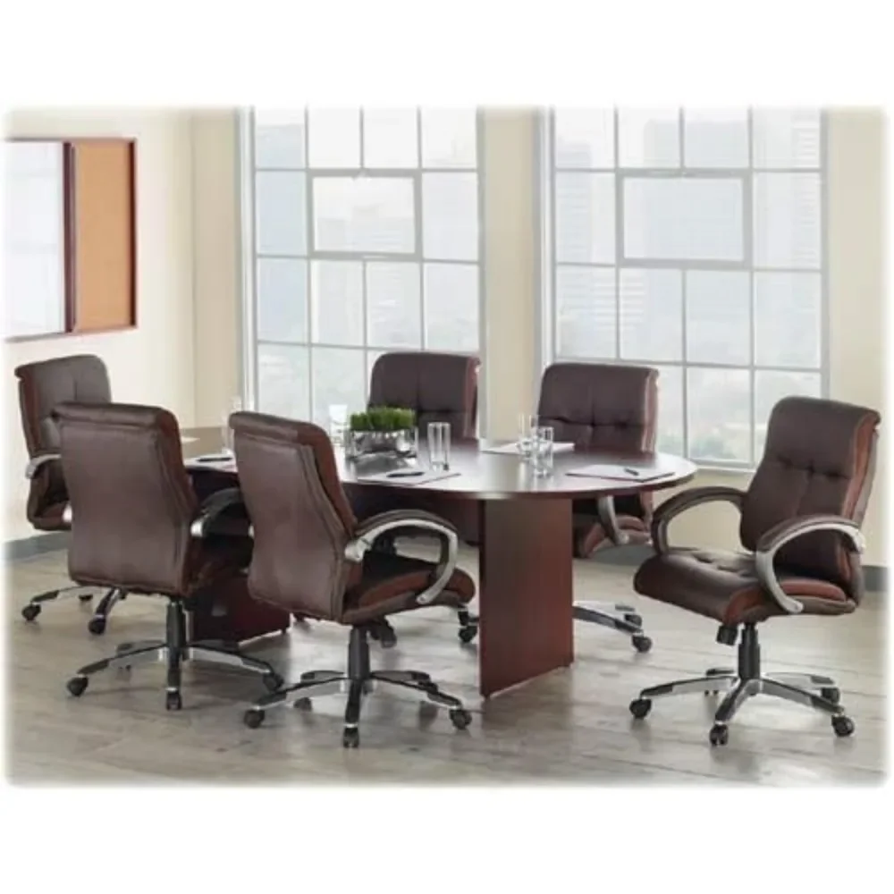 Mesa de conferencia ovalada moderna, 29 "D X 72" W X 36 "H, deslizamientos de suelo ajustables,