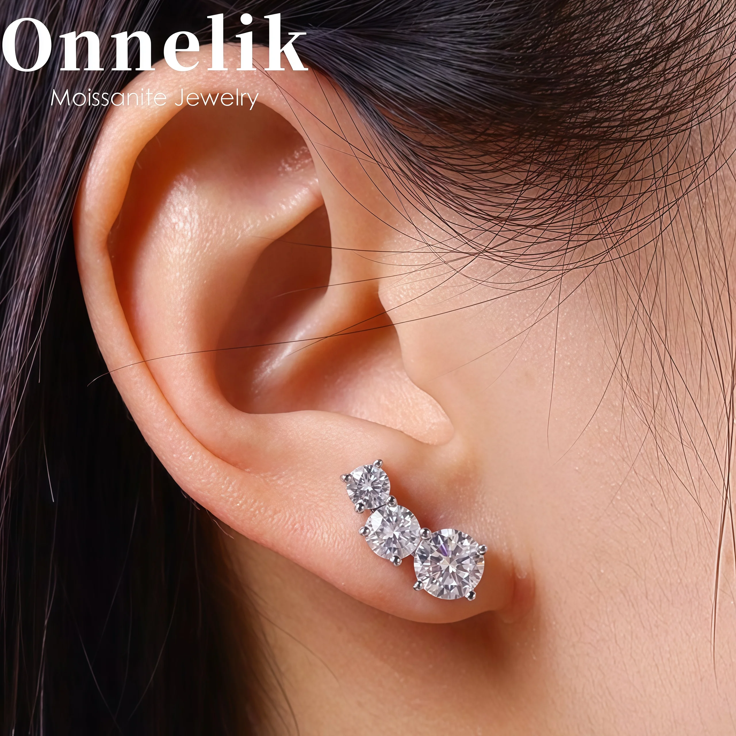 

Onnelik 3,6 карата из стерлингового серебра 925 пробы, круглые серьги-гвоздики с четырьмя зубцами из муассанита, роскошные минималистичные украшения для женщин, классические серьги на день рождения