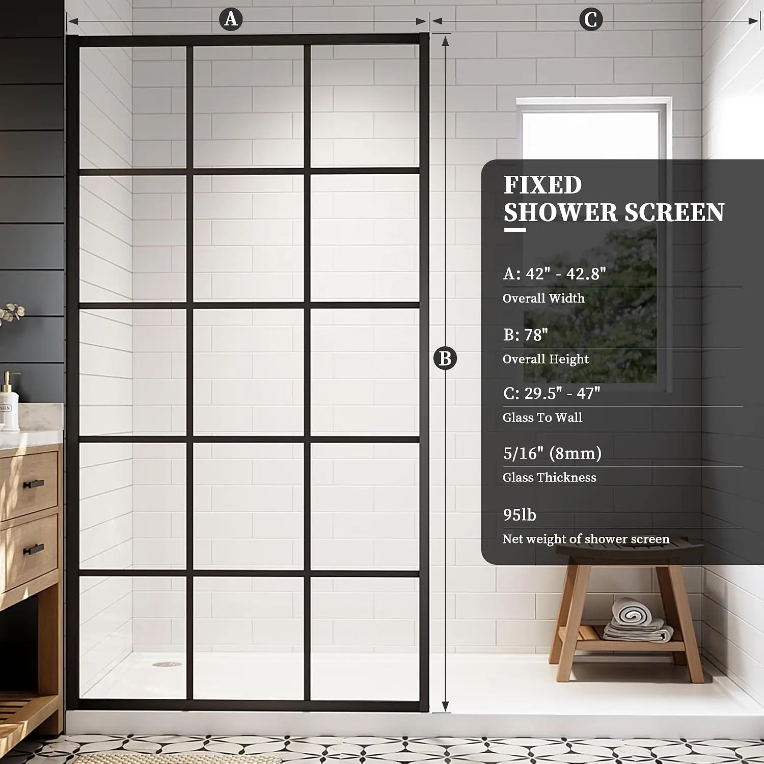 Fixed Shower Panel 42×78H,5/16