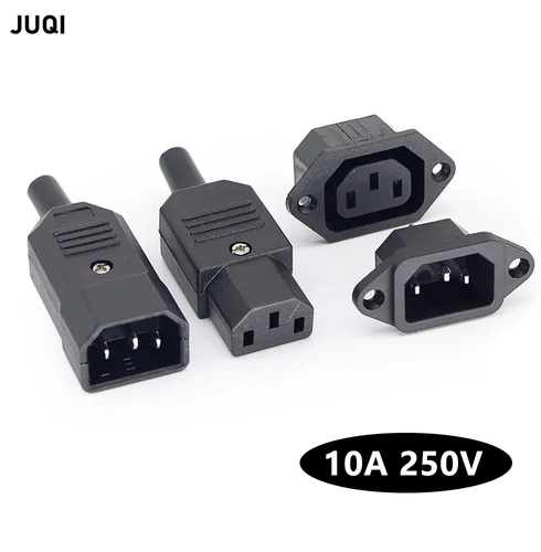 Conector de clavija de acoplamiento IEC320 10A 250V negro macho hembra conector C13 C14 enchufe recargable Konektor enchufe de CA de 3 pines