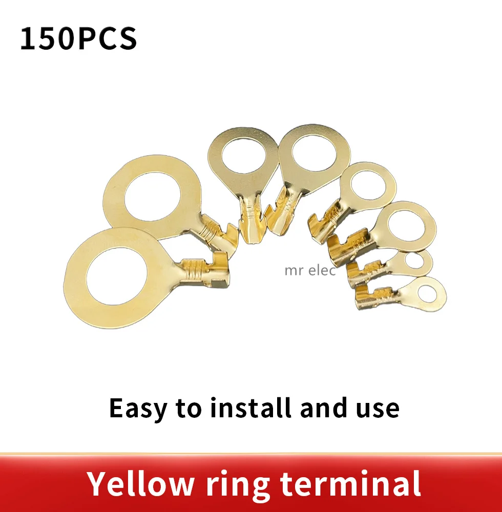 150pcs/set Round Terminal Block DJ431 O-type Lugs Terminals Cold-Pressed Connector Copper Tab Wiring Nose Combination Set