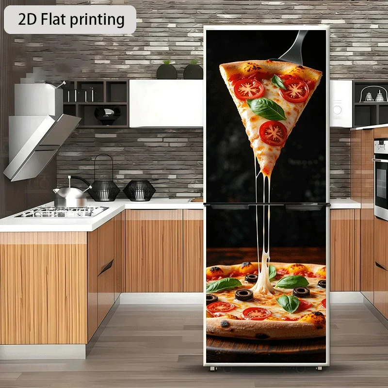 [23.62 X 70.87 inch] Cheese Pull Pizza Theme Kitchen Home Decor Wall Sticker Self-Adhesive Suitable for Cabinets And Wardrobes