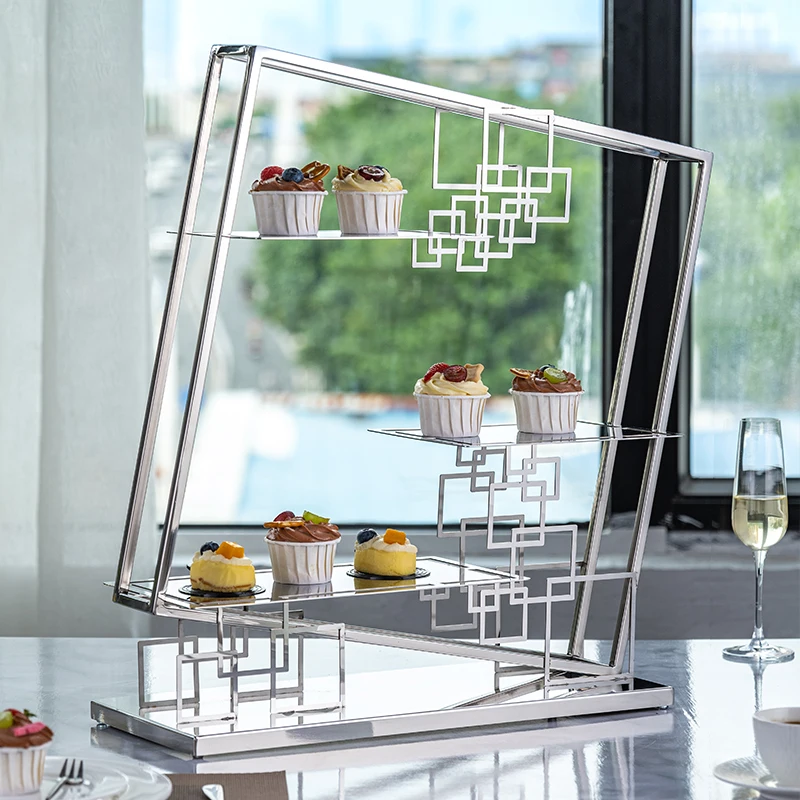 

Multi-layer afternoon tea cake dessert table ornament display stand buffet pastry rack cold meal tea break table