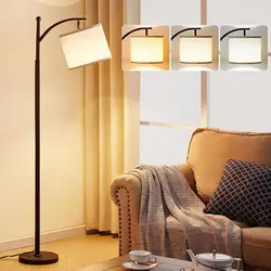 LED Floor Lamp With Remote Control 3 Color Temperature Dimmable Modern Standing Lamp With Linen Lampshade For Living Room