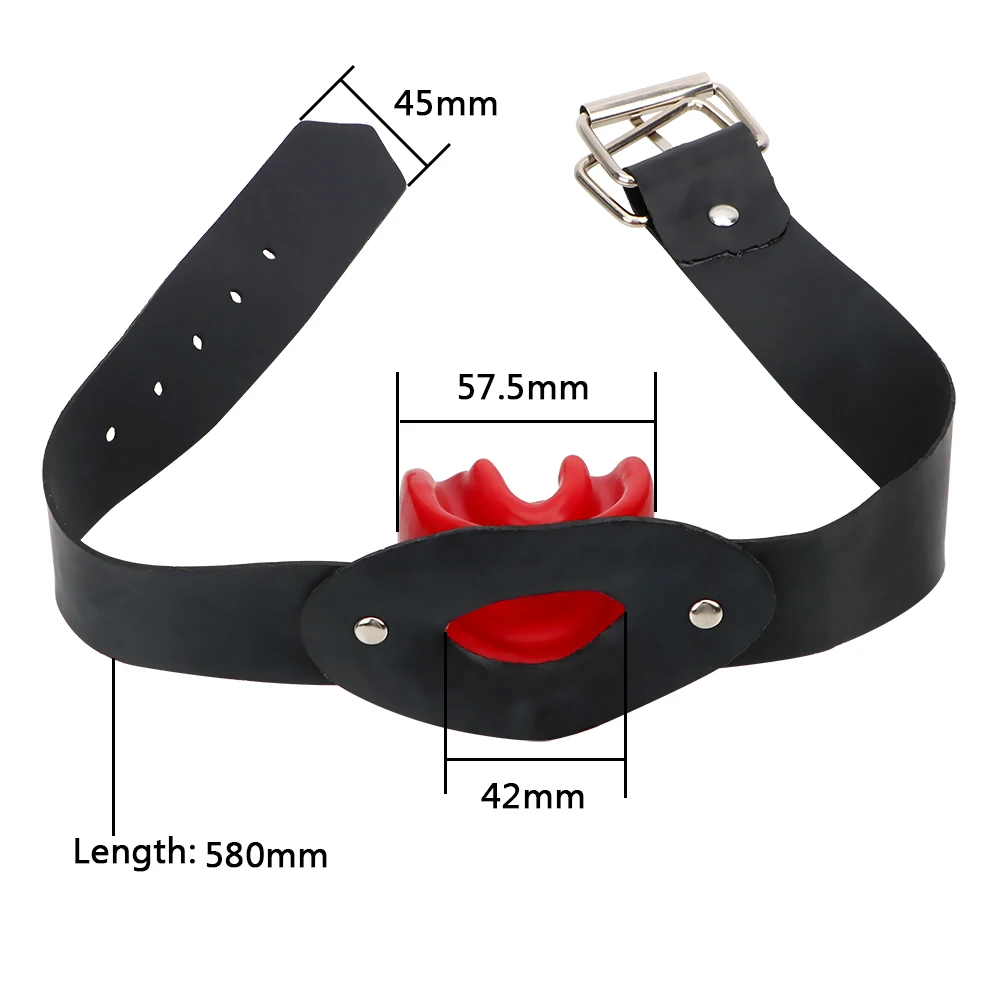 BDSM Latex Mouth Plug Sex Slave Fetish Bondage  Dilatation Ball Erotic Oral Sex Toys Open Mouth Gag Black/Red Sex Toys view 3