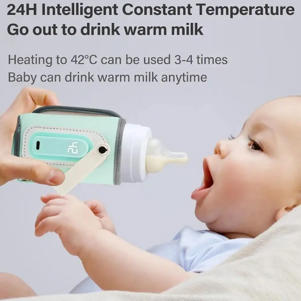 Portable Temperature Display Baby Bottle Warmer, Garrafa de alimentação leve, Heat Keeper, Bateria de longa duração ao ar livre, Aquecedor USB