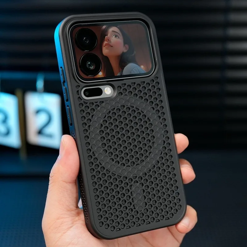 HOCE Heat Dissipation Magnetic For Magsafe Case For Xiaomi 17 Pro Max 15 14 13 Pro Redmi K70 K60 Mesh Shockproof Hard Cover