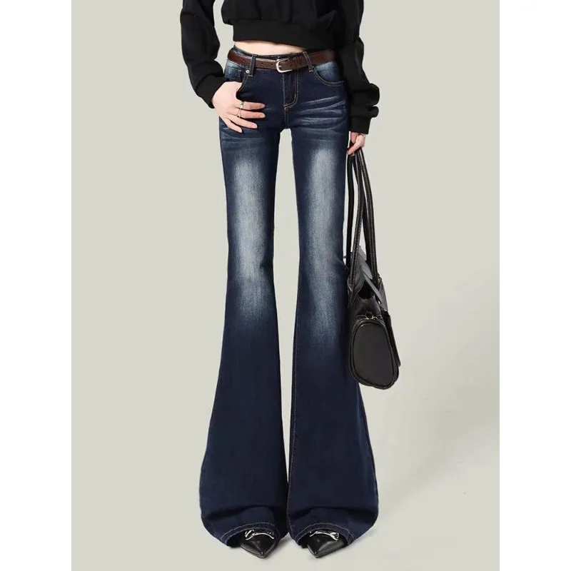 

American Low-rise Spice Girl Micro-flared Jeans Women's 2026 Spring New Slim-fitting Tall and Thin Floor-mopping Trousers