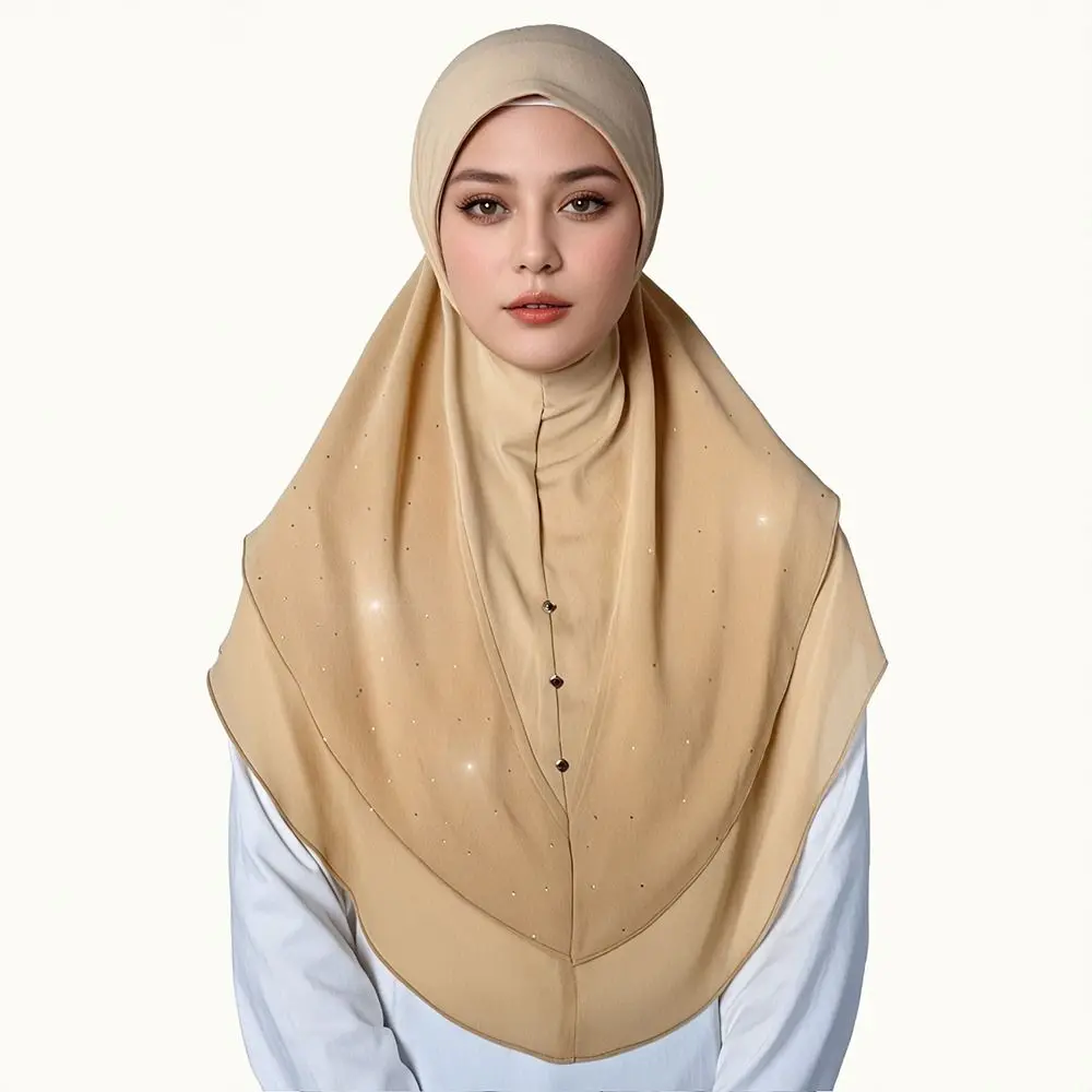 New Milk Silk Instant Hijab Breathable Quick Dry Muslim Headscarf Smooth Stitched Edge Full Coverage Hijab Headwear Commuting