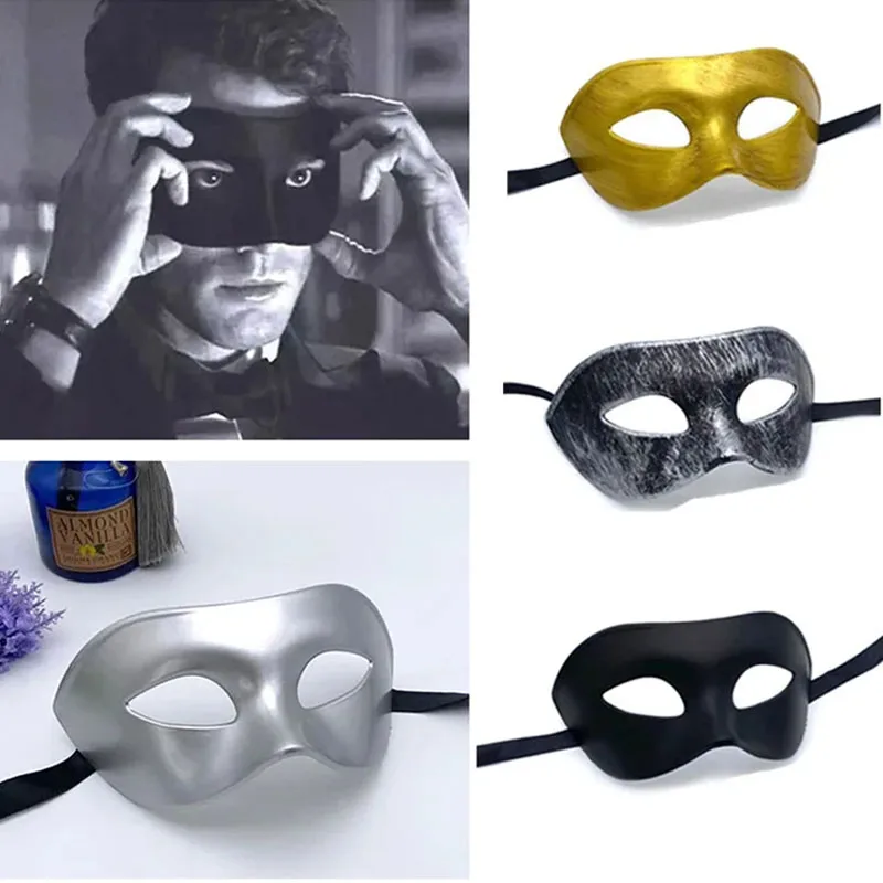 Women Man Party Mask Plastic Masquerade Eye Mask Halloween Cosplay Costume Wedding Decoration Props Black Gold Silver Masks