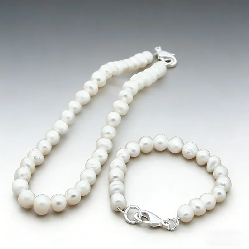 High Quality 925 Silver Natural Freshwater Pearl Bridal Jewelry Set Necklace Bracelet Sets for Women Wedding Trendy Jewelry