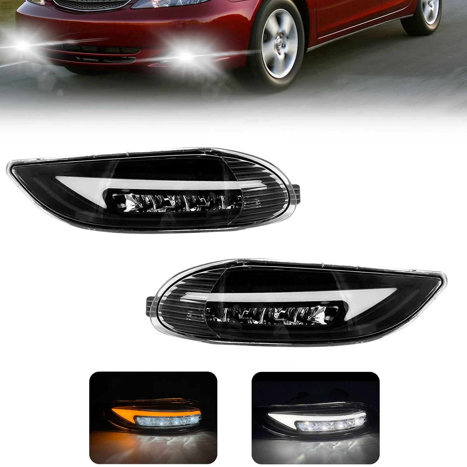 

LED Fog Lights for Toyota Camry 2002-2004 Fog Lamp Assembly for Corolla 2005-2008 & Solara 2002-2003 Start-up Animation with DRL
