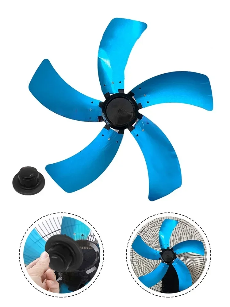 18 Inch Fan Blade Household Aluminum 5-blade Electric Fan Blade With Nut Cover Base High Temperature Resistance Low Noise