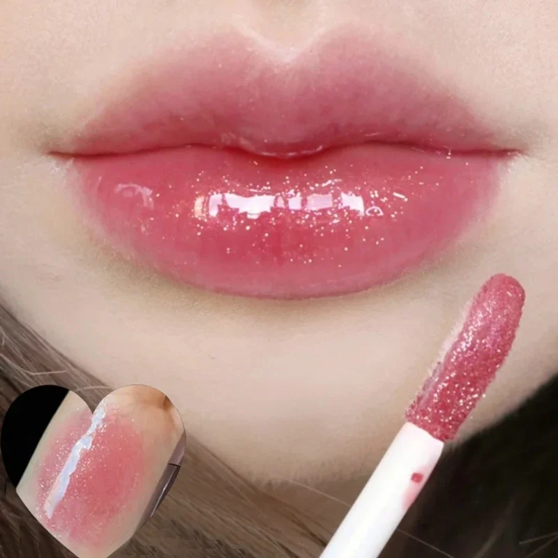 Esmalte de labios de agua de espejo rosa, hidratante de alto brillo, brillo de labios líquido, tinte de labios, maquillaje de Color duradero, taza antiadherente