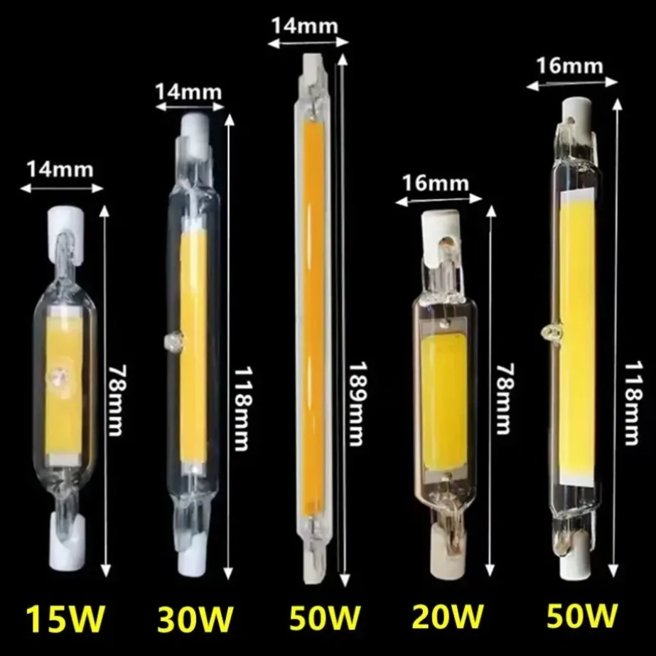 Paafia r7s led أنبوب زجاجي ، عالية الطاقة cob ضوء لمبة ، 78 مللي متر ، 189 مللي متر ، 118 مللي متر ، j78 ، j118 ، التيار المتناوب 110 فولت ، 220 فولت ، المنزل استبدال مصباح الهالوجين