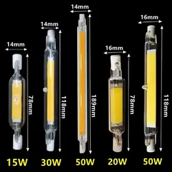 PaaMaa-tubo de vidrio LED COB R7S, 78mm, 189mm, 118mm, J78 J118, Bombilla COB de alta potencia, CA 110V, 220V, reemplazo de lámpara halógena para el hogar