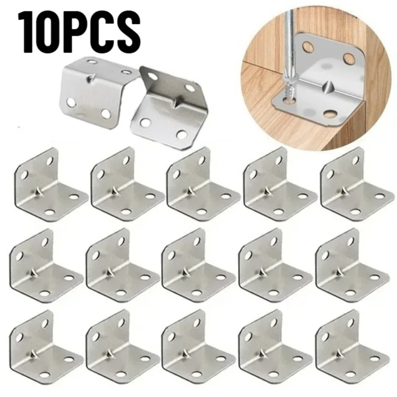

10PCS L-shaped Corner Code Hardware, 90 ° Connectors Table Chairs Cabinets Wardrobes Fixed Connectors L-shaped Board Brackets