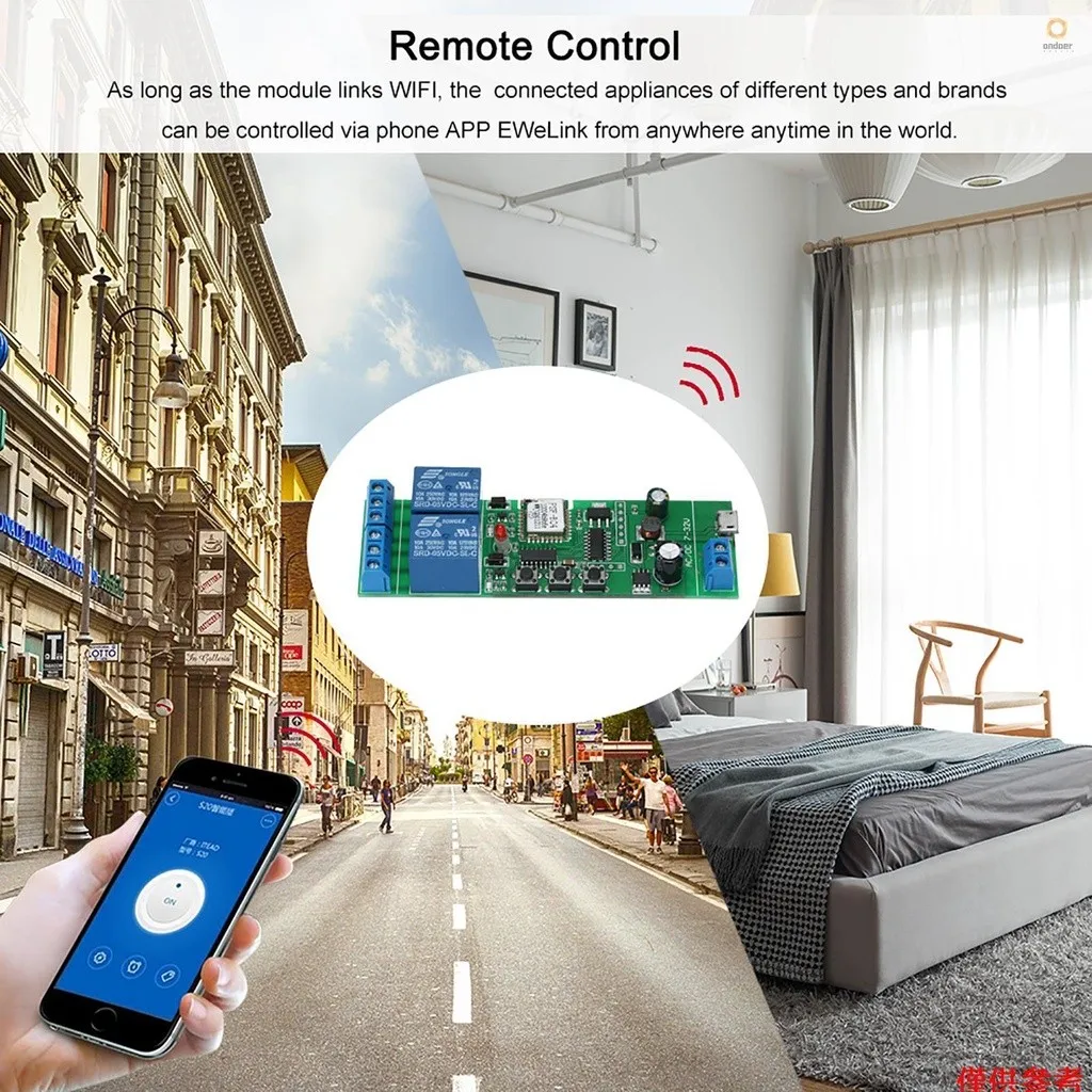 Ewelink Switch WiFi Remote Control Switch USB 5V/DC 7-32V 2CH Timing Relay Receiver for Garage/Motor/Light,work with Alexa