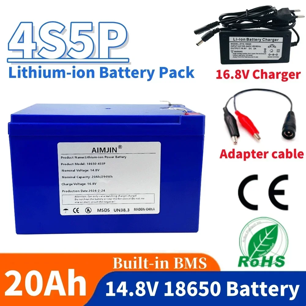 

Литий-ионная батарея 20Ah 4S5P 14,8 V 20000mAh, подходит для оборудования 16,8 V, инвертор высокой мощности, солнечная батарея для туристических автомобилей