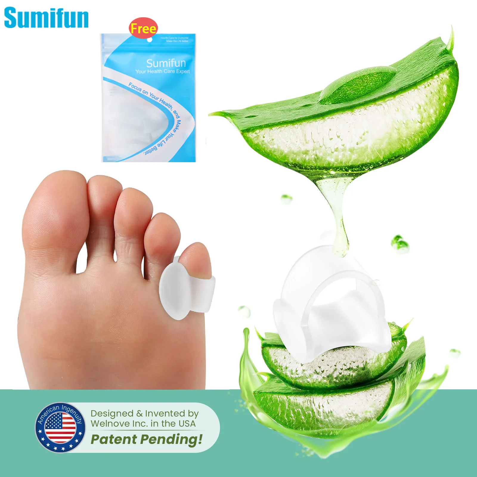

Sumifun 2/4/6Pcs Small Toe Varus Separator Bunion Overlapping Corrector Silicone Pad Thumb Valgus Straighten Orthosis Foot Care