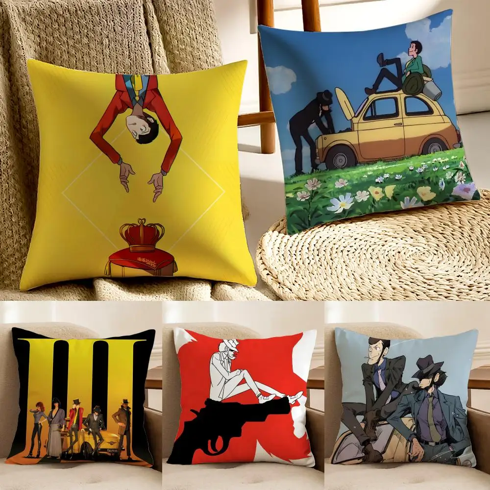 Funda de cojín con diseño de anime Lupin the Third, funda de almohada antipolvo para decoración de sofá de sala de estar, cojín para habitación