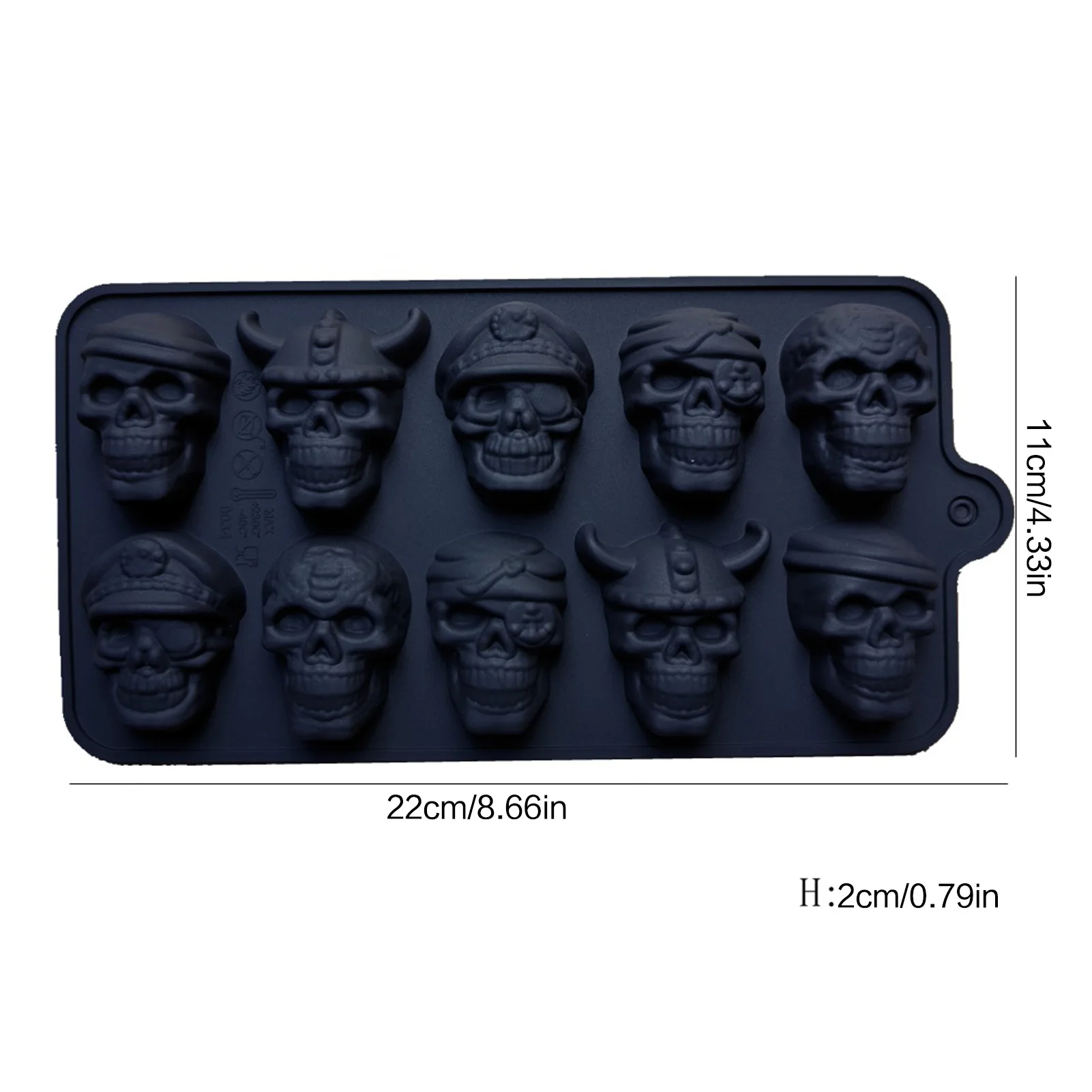 Silicone Skull Chocolate Mold 10 Cavities Food Grade For Halloween Baking Decoration