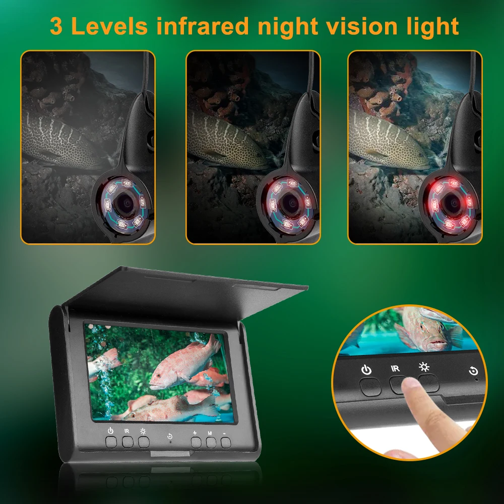 Imagem -02 - Câmera Subaquática para Pesca ir Led Night Vision Câmera de Vídeo para o Inverno Mar de Gelo 720p hd 43