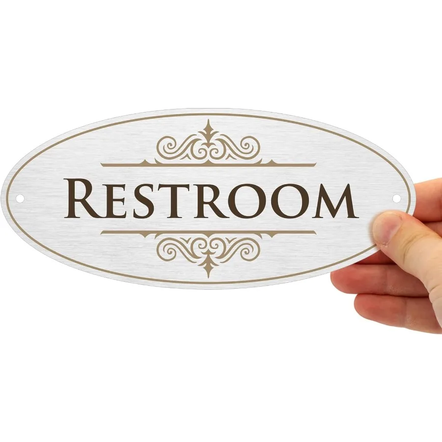 علامة مرحاض مصممة للباب 3M دعم لاصق ثقوب مسبقة الحفر 3.5x8 ih ديكور عتيق للجنسين علامة الحمام لمسة نهائية غير لامعة