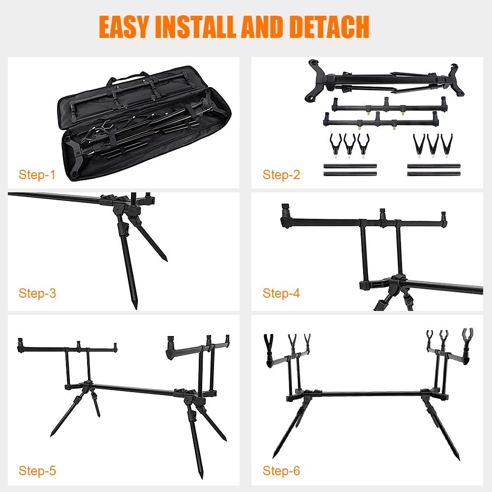 Adjustable Retractable Carp Fishing Rod Stand Holder with 3 Fishing Bite Alarms 3pcs Fishing Bait Swinger Fishing Tackle Set