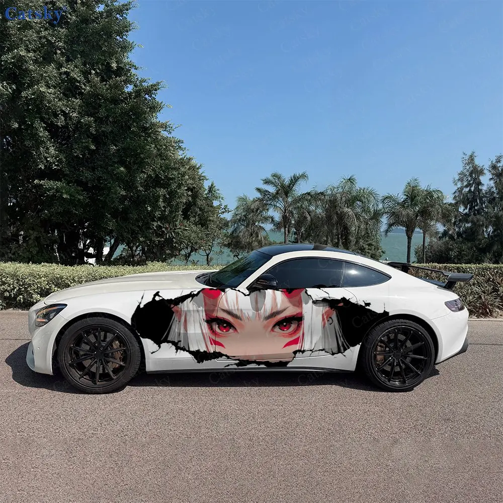 2pcs Anime Girl Stickers Car Stickers; Full-body Floral Decoration Covering Scratches; Waterproof Car Stickers. Car Vinyl Wraps