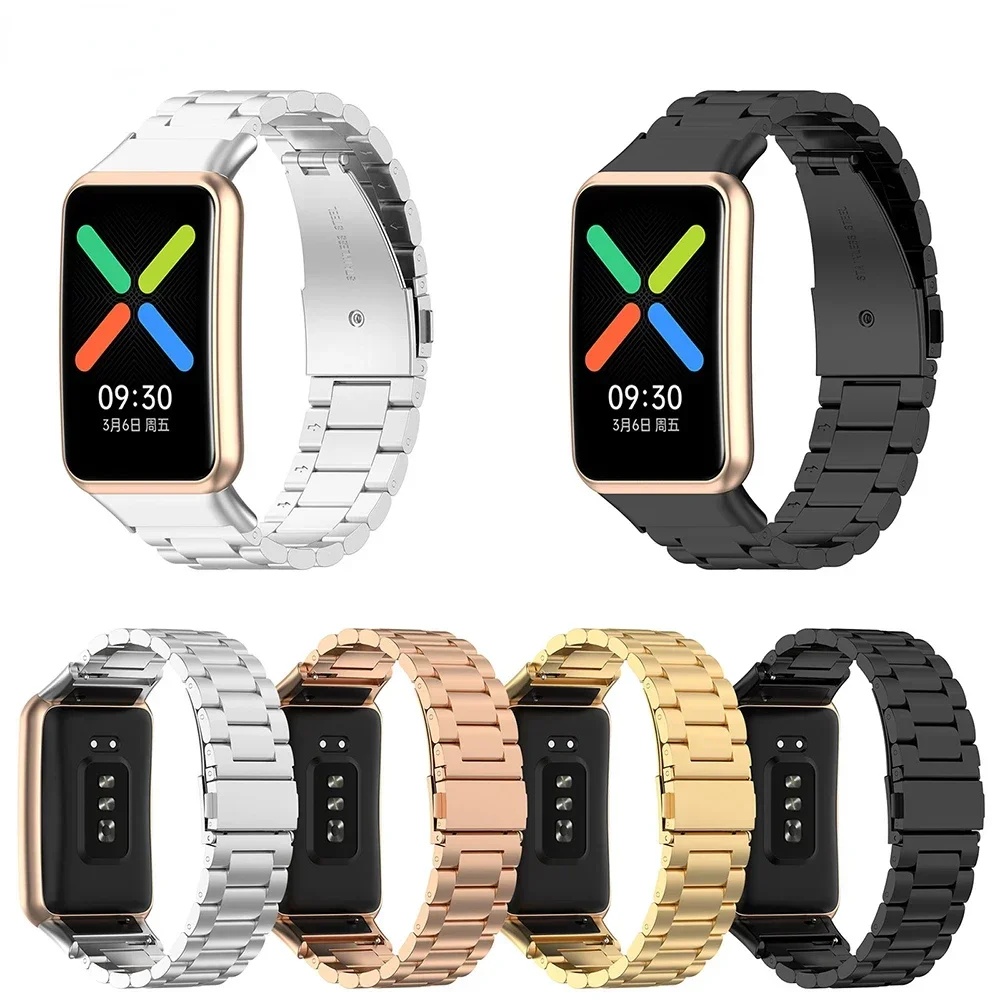 

Stainless Steel Strap For Oppo Watch Free SmartWatch Replacement 3 Beads Steel Band Bracelet Wristband Smart Accessories
