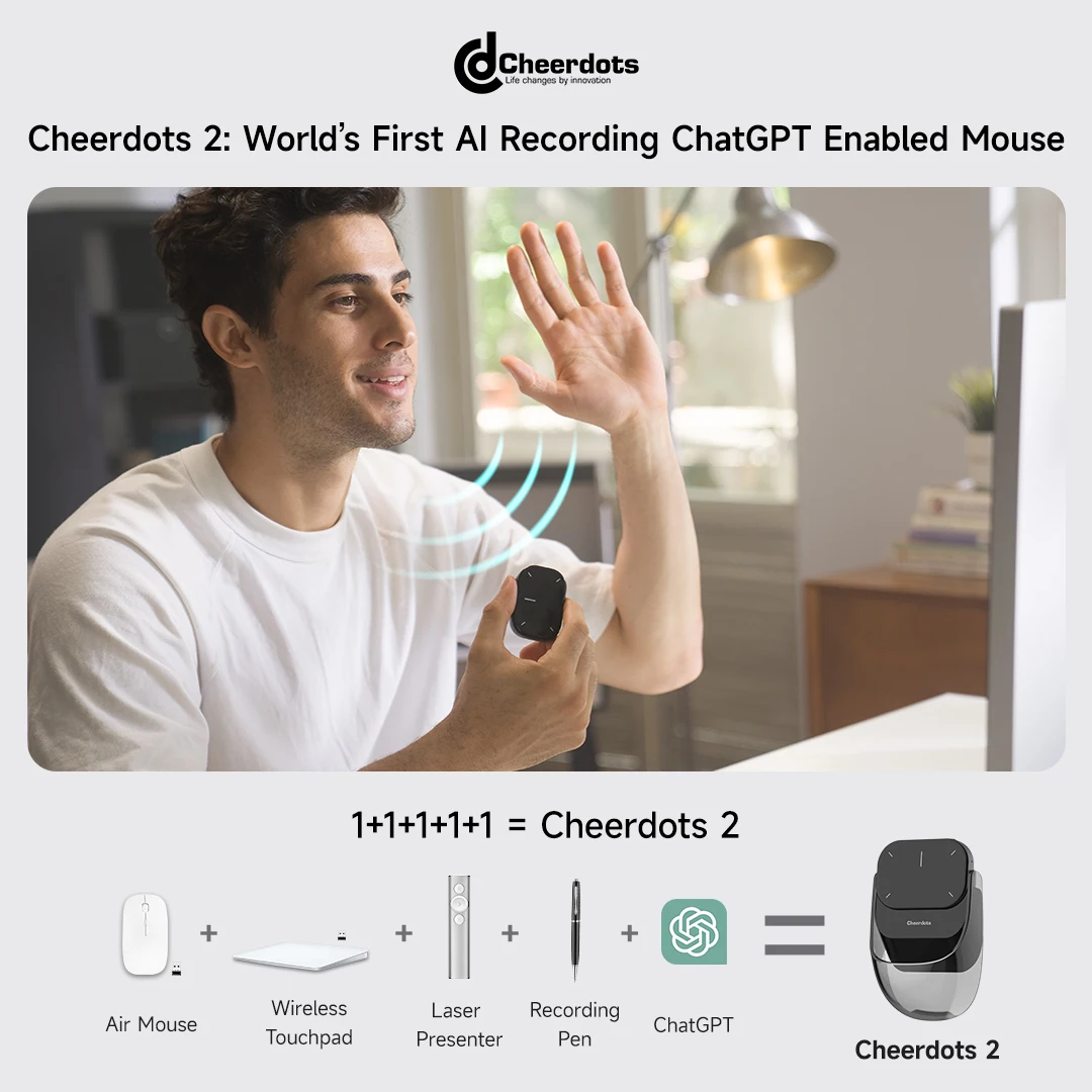 ماوس AI قابل للفصل Cheerdots 2 ماوس هوائي لوحة اللمس اللاسلكية الكل في واحد جيب AI تسجيل فعال ماوس التحكم اللاسلكي #3