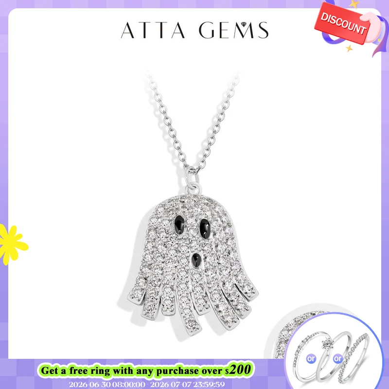 

Attagems Ghost Full Moissanite Necklace DVVS1 925 Sterling Silver 18K Gold Plated forWomen Man Holiday Accessories Party Jewelry