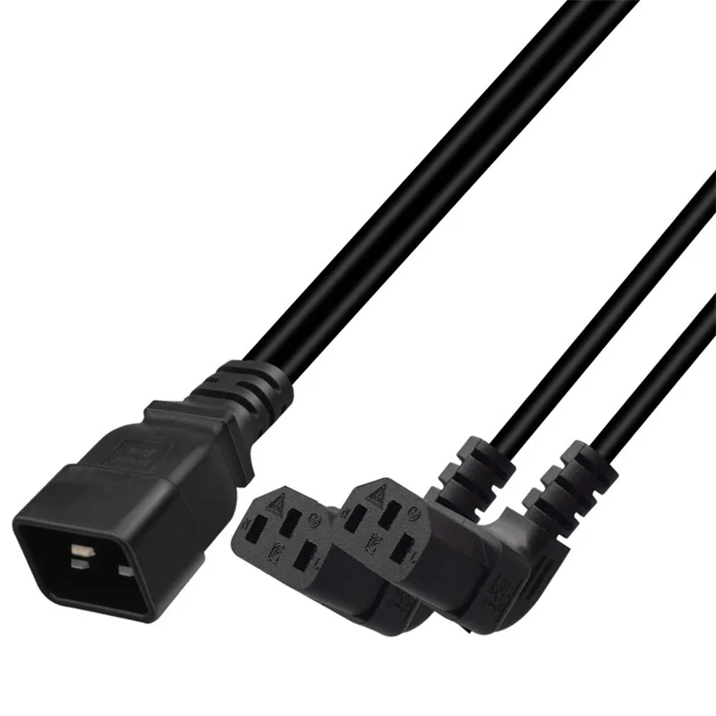 延長電源ケーブルc20〜c13,ダブルアングルアダプタ,リードコード,PCモニター,コンピューターサーバー,UPS, PDU, 0.3m