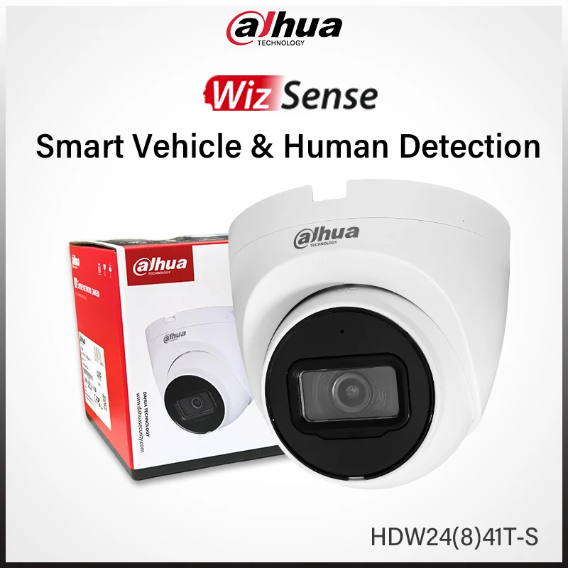 

Dahua WizSense 4MP 8MP ИК-камера Обнаружение человека автомобиля Защита по периметру CCTV Поддержка SD-карты Микрофон PoE HDW2441T-S HDW2841T-S