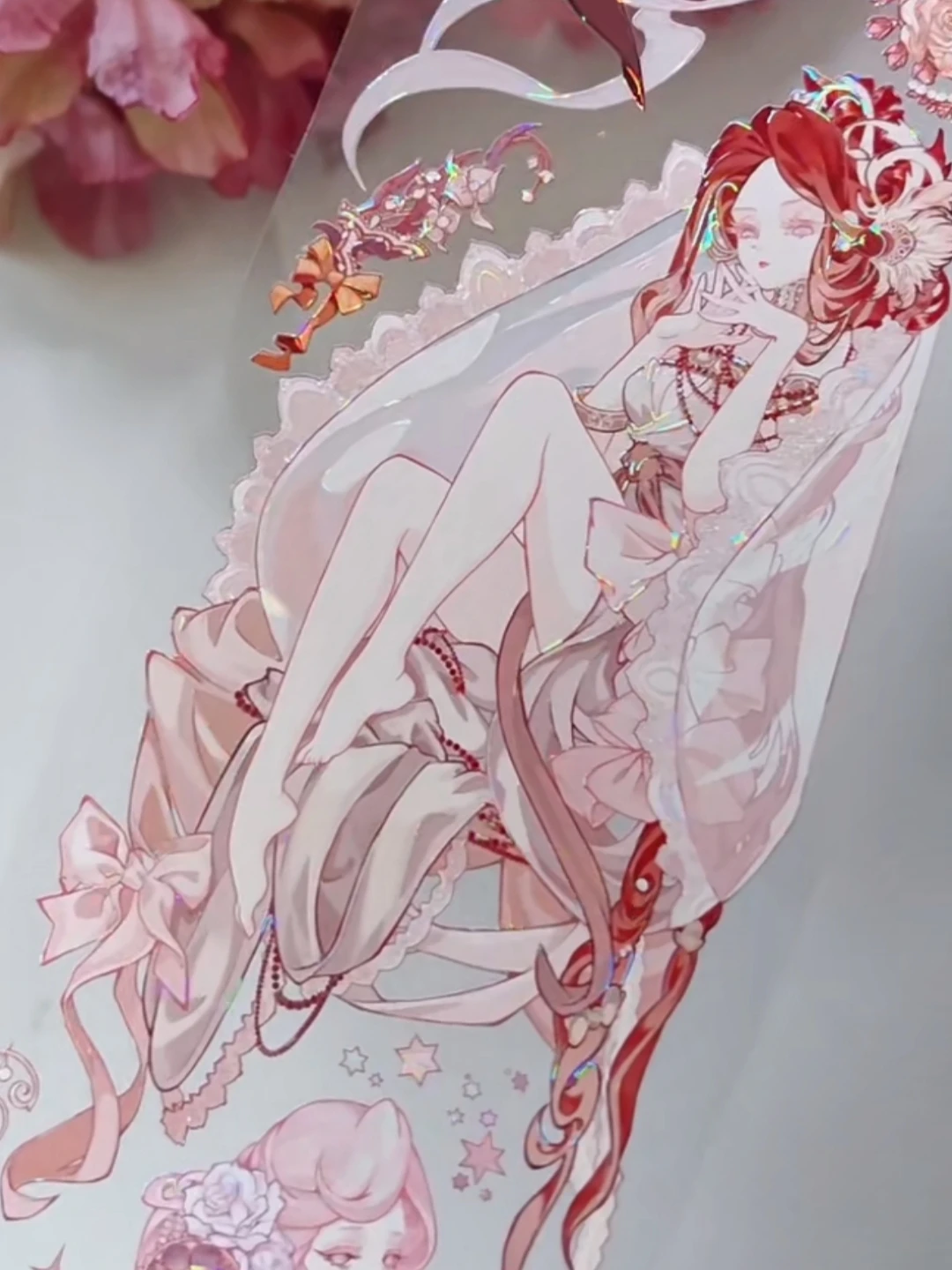 5M Shining Flower Poetry Shell Shiny Pet Washi Tape Planner Journal Badge Diy Pink Character