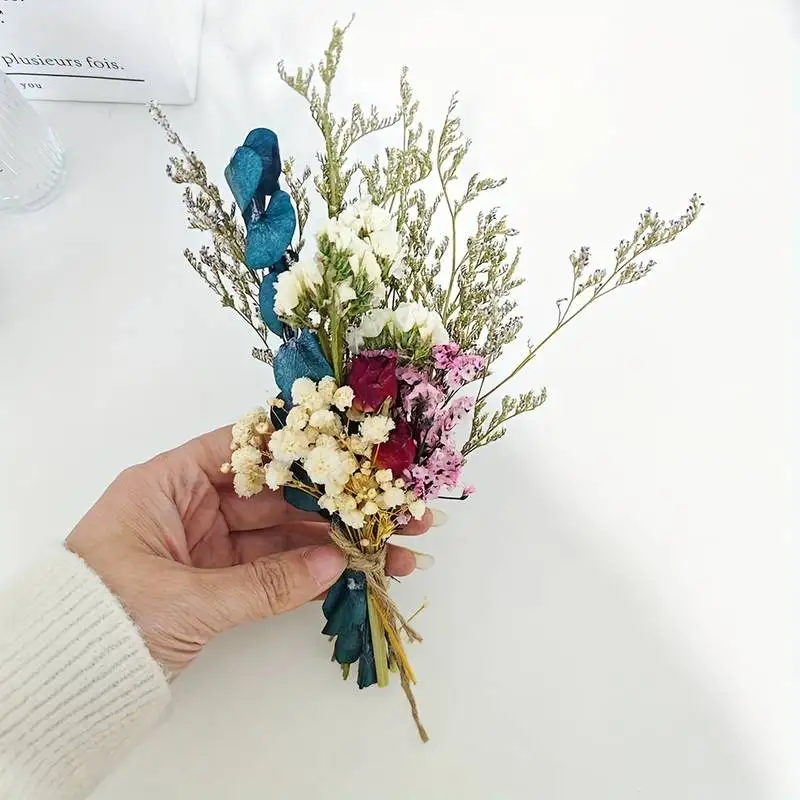 1bunch Mini Bouquet Dried Flower Set Pampas Grass Bouquet Boho Home Decor DIY Wedding Card Cake Flower Arrangement Photo Props