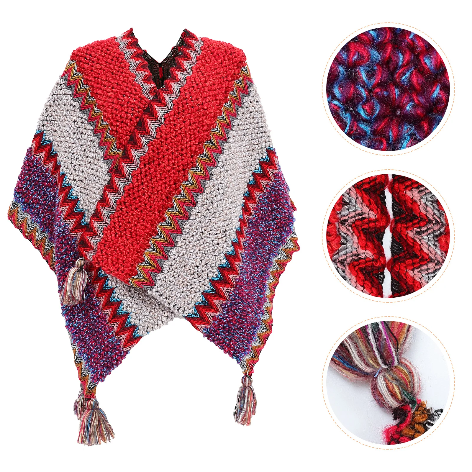 

1pcs Warm Shawl Cape For Women Ethnic Style Soft Long-Lasting Winter Wrap Fashionable Open Front Cardigan Cloak Shawls Wraps