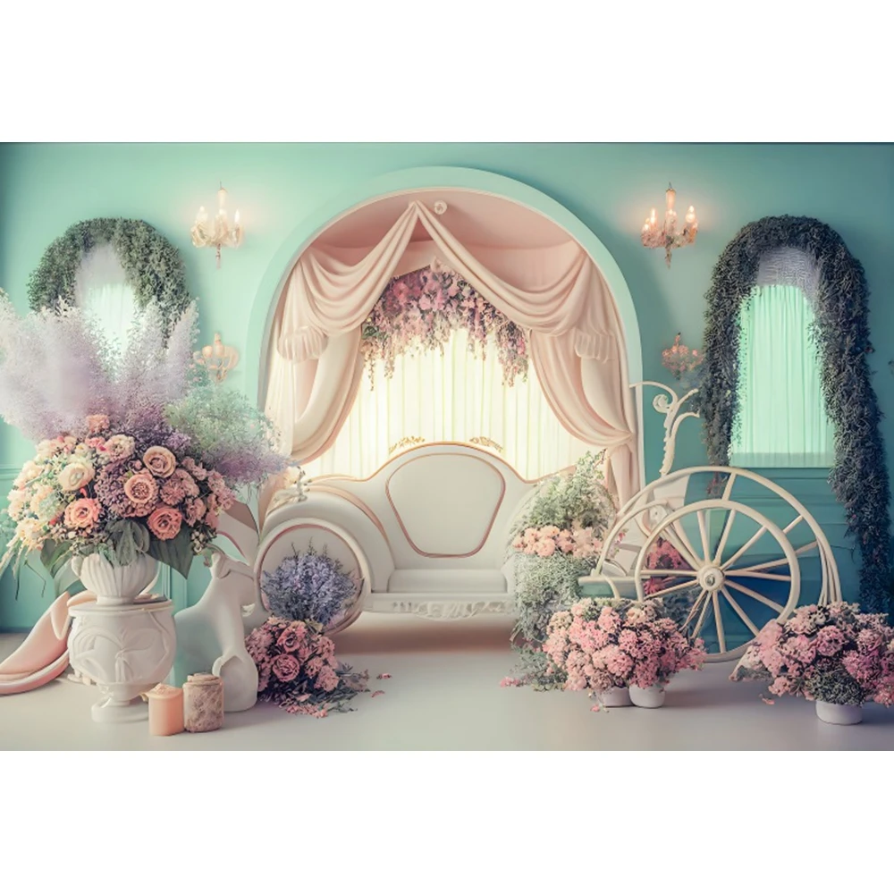 دش الطفل 1st عيد ميلاد الخلفيات التصوير الملونة بالون قوس زهرة الباب كاندي بار ديكور حفلات خلفية صور الدعامة