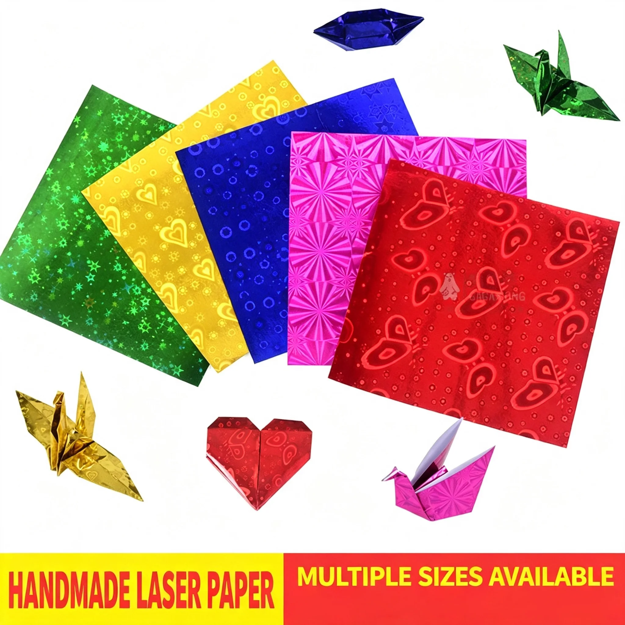 Laser Pearl Shiny Origami Paper Square Folding Paper Colorful DIY Handcraft Paper for Kids Scrapbook Art Craft Decoration