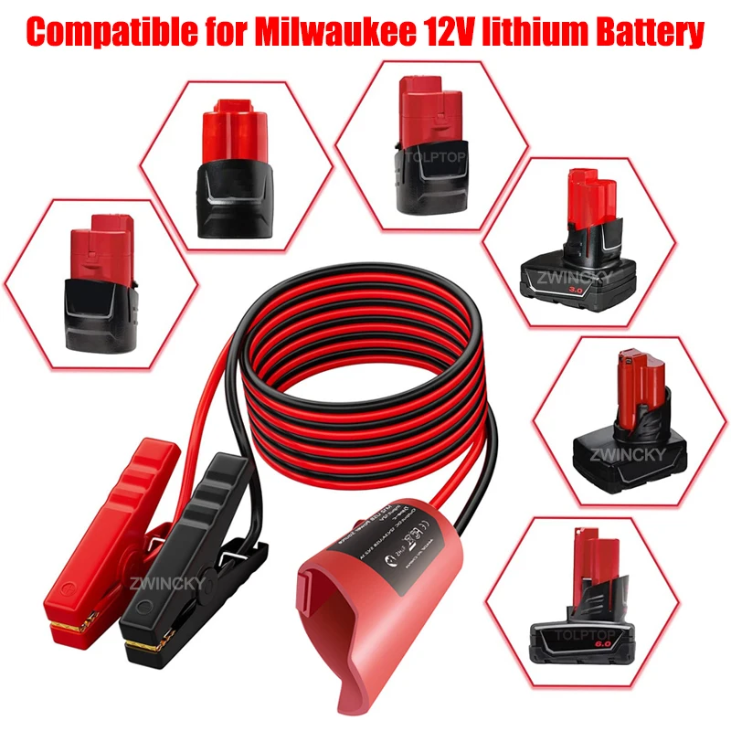 

Для Milwaukee 12 В 18 В литий-ионный аккумулятор, стартер, сверхмощный автоматический усилитель, адаптер 12AWG, кабели, перемычка, стартер, комплект инструментов, линия