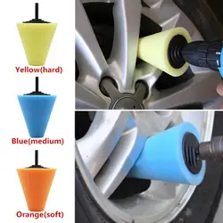 Tire Polishing Sponge Auto Wheel Used For Electric Drill Burnishing Ball Polishing Cone Set Car Hub Buffing Sponge Polishing Kit