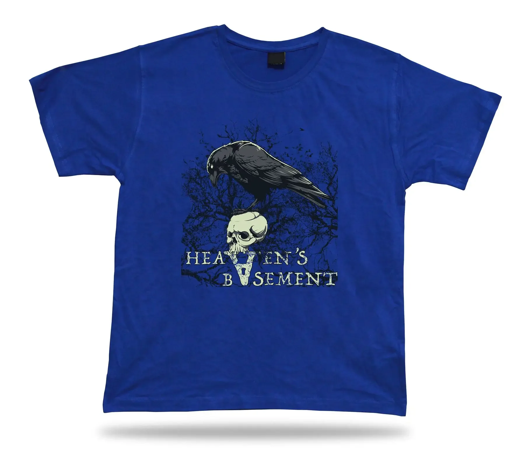 Heavens Basement Raven Skull Dark Gothic T-Shirt. Summer Cotton Short Sleeve O-Neck Mens T Shirt New S-3XL