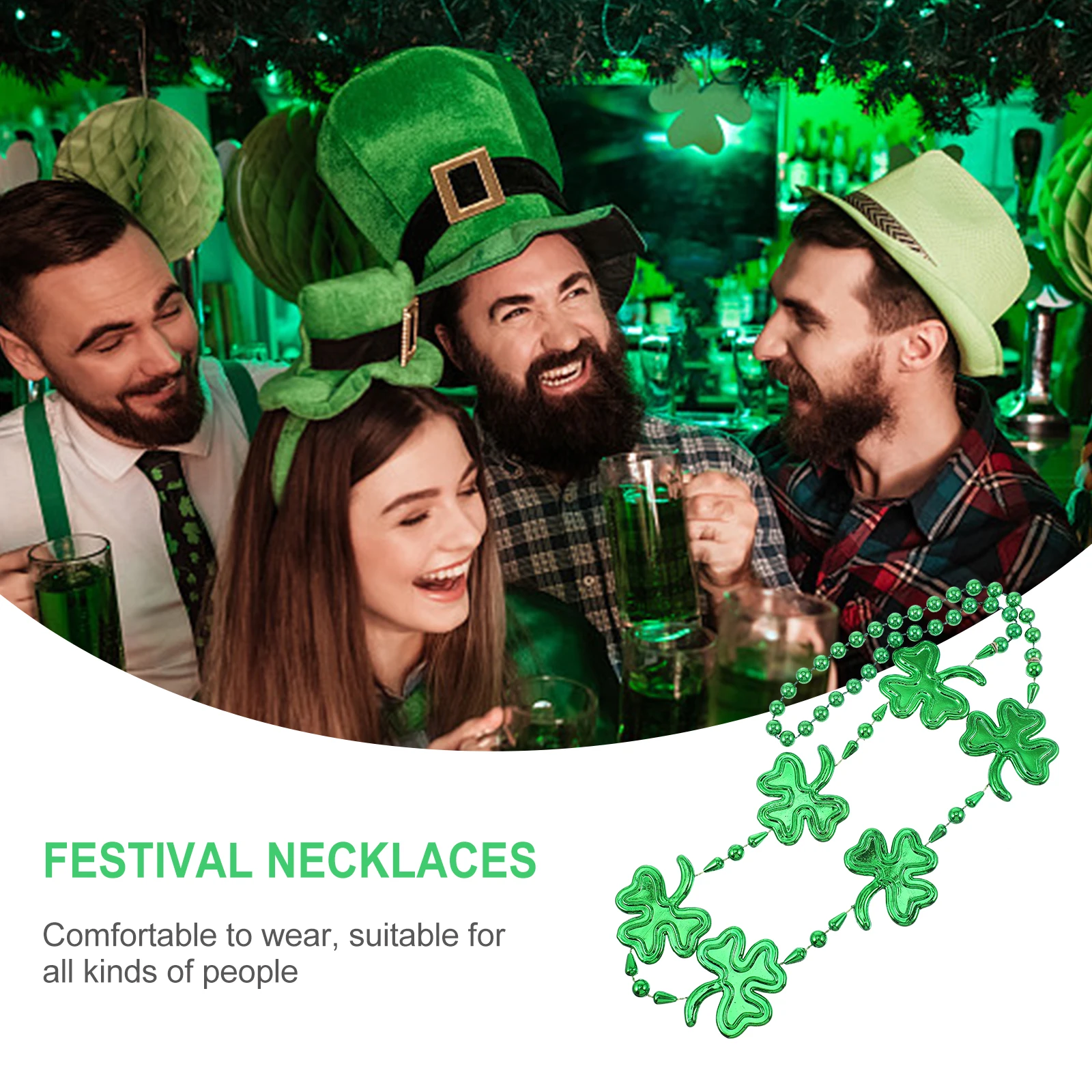 

3 Pcs Clothing Clover Necklace Child Necklaces for Festival Plastic Party Chain Shamrock Jewelries