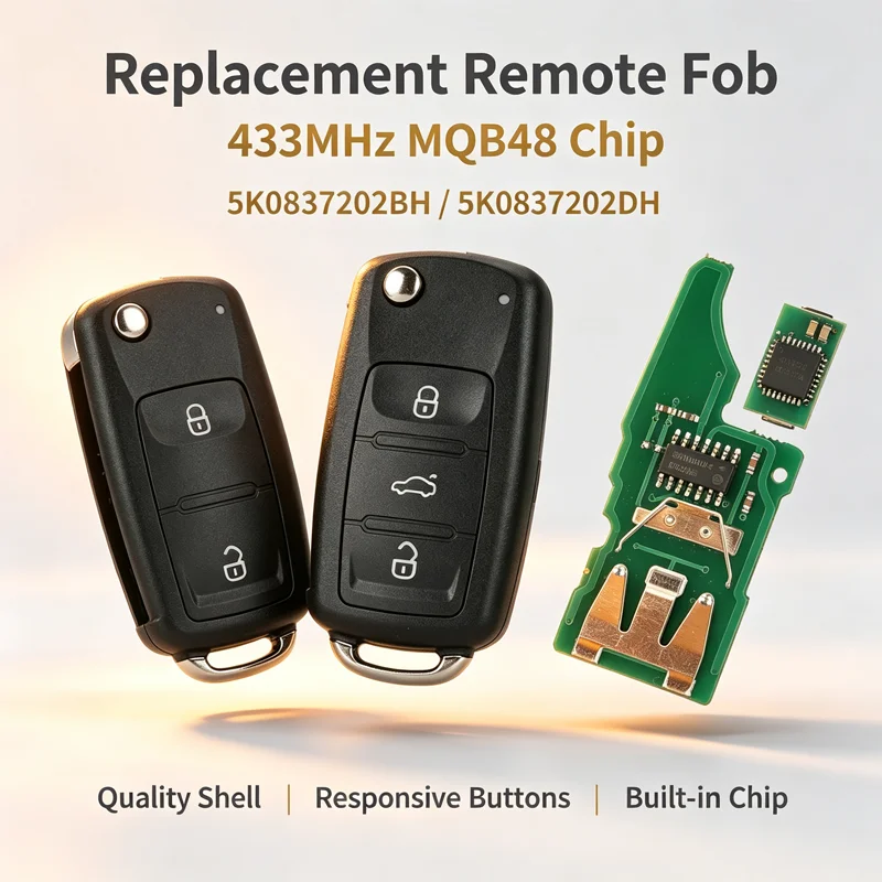 2/3 Button 433MHz 5K0837202BH/DH MQB48 Chip Car Smart Remote Key For Volkswagen VW Beetle Caddy Caravelle Amarok Sharan Multivan