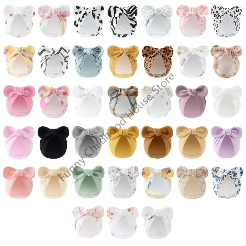 

D0LA Stretchy Infant Headwrap Bonnet Hat with Decorative bowknot Elastic Turban for Baby