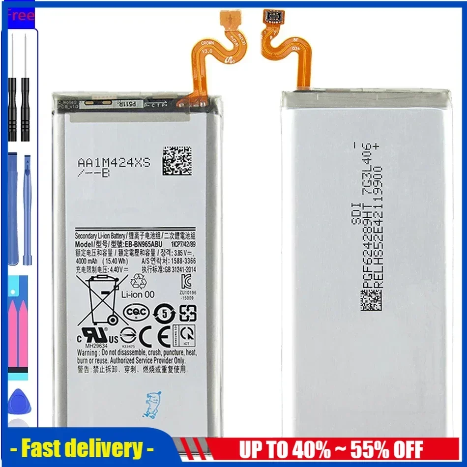 

Mobile Phone Battery For Samsung Galaxy Note 9 Note9 N9600 SM-N9600 SM-N960F N960U N960N N960W EB-BN965ABU EB-BN965ABE 4000mAh